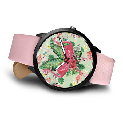 Watch Flamingo Pink And Flower Watch Mens 40Mm / Metal Link